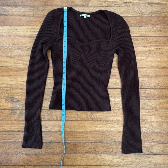 Reformation Brown Glenna Cashmere Sweatheart Neck Pullover Sweater Size S - Picture 6 of 8